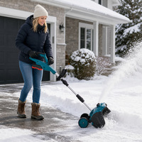 Souffleuse à neige sans balais 21V 800W au lithium-ion, largeur de déblaiement 30CM, portable à pousser avec roues pour le déneigement domestique