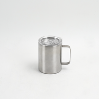 Gobelet isotherme à double paroi en acier inoxydable de 12 oz pour le camping, tasse à café avec poignée et couvercle coulissant avec poignée