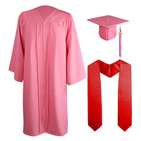 Ensemble de graduation unisexe 2024 en gros : toge mate, toque, pompon et étole, avec breloque de graduation 2024, tissé 100% polyester, uniforme pour adultes