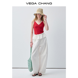 VEGA CHANG Top en tricot noir pour femme avec col en V, bordure festonnée et coupe ajustée, débardeur décontracté sans manches - Product Image 4