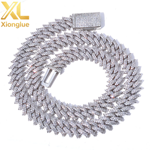 Fashion Men's Hiphop Rap Jewelry Chunky 15mm Alloy Two Rows <b>Iced</b> <b>Out</b> Crystal Thorns Gold Silver Cuban <b>Chain</b> Necklace Bracelets - Product Image 6