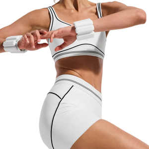 Ensemble <span class=keywords><strong>de</strong></span> <span class=keywords><strong>sport</strong></span> 2 pièces personnalisé pour <span class=keywords><strong>femme</strong></span> : tenue <span class=keywords><strong>de</strong></span> fitness, yoga et entraînement avec LOGO, short respirant - Product Image 3