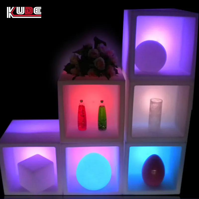 Square Cube Forma LED Ice Bucket Plástico Impermeável Cor Mudando Parede Armazenamento Decorativo