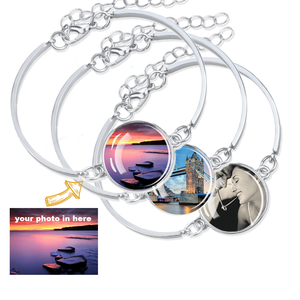 Custom Photo <strong>Bracelet</strong> for Women Men Birthday Gift Anniversary Present - <strong>Personalized</strong> DIY <strong>Name</strong> Jewelry Silver Fashion Bangle - Product Image 1