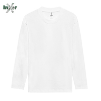 T-shirt mode à manches longues en polyester/coton peigné compact 300g, filé Siro, pour l'hiver, vente en gros, logo personnalisé imprimé, couleur unie