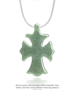 Natural Genuine Jade Feicui Green Clover <b>Cross</b> Charm Pendant Silver Classic for <b>Men</b> and Women Fashionable <b>Necklace</b> - Product Image 5