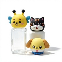Couvre-tasse en silicone personnalisé en forme de tête d'animal, panda, girafe, licorne, couvercle de thermos, bouchon de bouteille de qualité alimentaire, dessin animé