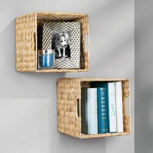 Laundry Room Dirty Clothes Storage Dump Basket Tiered Wall Mount Baskets Seagrass Woven <strong>Cube</strong> Bin Small Decorative <strong>Rattan</strong> - Product Image 2