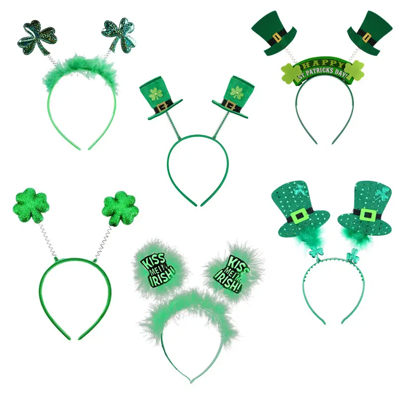 WT-312 St Patricks Day Clover Headbands for Irish party accessories