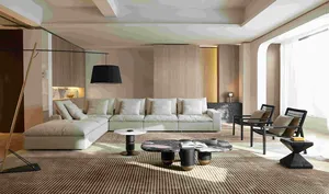 Sang Trọng Hiện Đại Lớn Fluffy Grey Vải Nhung Mô-Đun Kế<span class=keywords><strong>t</strong></span> Hợp Sofa Cho Gia Đình Phòng Khách Với Miếng Bọ<span class=keywords><strong>t</strong></span> Biển Làm Đầy Chấ<span class=keywords><strong>t</strong></span> Liệu - Product Image 2