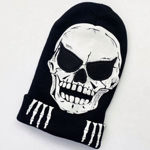 Gorro de punto tipo balaclava con diseño de calavera luminosa para Halloween, venta al por mayor - Product Image 1
