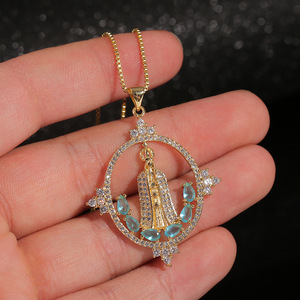 Risingmoon-caja de circón de cobre para mujer, cadena de lujo, Cruz, coronación religiosa, Túnica, collar de la Virgen María - Product Image 2