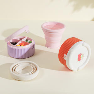 ขวดน้ำพกพาพร้อมกล่องยา 2 in 1 ขนาดเล็ก ความจุเยอะ ปิดสนิท พับได้ น้ำหนักเบา - Product Image 3