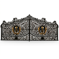 Portail en fer forgé élégant sur mesure, design orné, finition peinte, forme rectangulaire, hauteur 10 pieds, entrée de propriété, anti-effraction