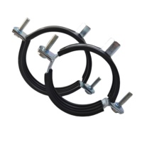 Double Development Concrete M8 Pipe Clamp Flange Fasteners Conduit Rubber Carbon Steel Zinc Finish Metric OEM RONGKUN Brand