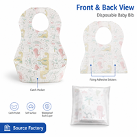 Bavoirs jetables pour bébé avec poche de récupération des aliments, emballés individuellement, imperméables en polyester/coton, toutes saisons, portables, pour tout-petits, vente en gros