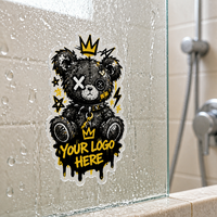 Autocollant Adhésif Vinyle Découpé Personnalisé avec Logo Ours Graffiti, Couronne et Chaîne Brodés pour Skateboard et Casque