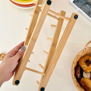 Escurridor de platos de bambú para platos, tazas, platillos, almacenamiento en encimera de cocina, secado rápido, multiusos - Product Image 4