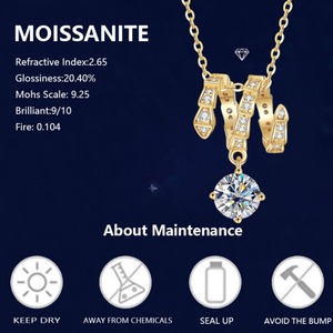 Certificato di GRA nuova collana con ciondolo a catena in Moissanite placcato in <span class=keywords><strong>oro</strong></span> in argento <span class=keywords><strong>925</strong></span> da donna - Product Image 6
