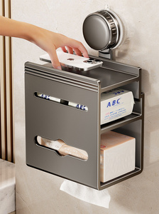 Moderno e multifunzionale <span class=keywords><strong>bagno</strong></span> portaoggetti a parete senza unghie <span class=keywords><strong>con</strong></span> <span class=keywords><strong>ventosa</strong></span> scatola di carta igienica <span class=keywords><strong>porta</strong></span> <span class=keywords><strong>asciugamani</strong></span> <span class=keywords><strong>porta</strong></span> rotolo - Product Image 2