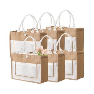 Grands sacs fourre-tout en jute avec poignées en toile de jute pour femmes, pour la plage, les mariages, les courses, les demoiselles d'honneur, les voyages et le shopping - Product Image 1