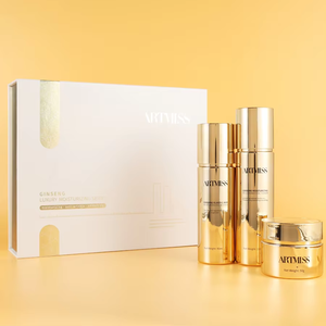 Conjunto Trio de Cuidados Noturnos Anti-Envelhecimento com Creme de Ácido Hialurônico Dourado e Sérum de <span class=keywords><strong>Ginseng</strong></span>, Kit de Cuidados Veganos - Product Image 3