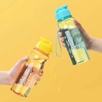 Bouteille d'eau transparente portable, gourde de sport pour boire, outils de cuisine, bouteille d'eau pour l'école, la gym, les voyages, pour fille et garçon