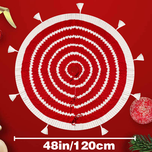 <strong>Christmas</strong> Red 48In Circular Knitted Tassel Large <strong>Tree</strong> Skirt <strong>Christmas</strong> Home Party Decor <strong>Clearance</strong> - Product Image 3