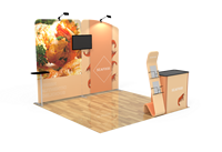 Mur d'images portable personnalisé de 3 m en tissu tendu imprimé par sublimation, avec cadre en aluminium, pour stand photo et salon professionnel