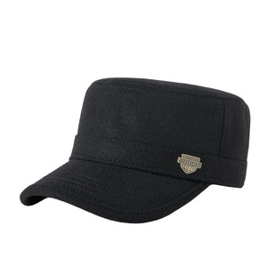 <b>Flat</b> Cap Black Unisex Warm Windproof Breathable Solid Color Adult Outdoor <b>Hat</b> - Product Image 1