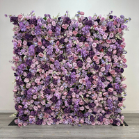 DKB Wholesale Mur de fleurs artificielles 5D, toile de fond florale 8ft x 8ft pour décoration de mariage