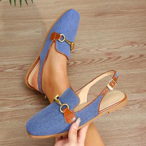 Sandales Baotou à boucle métallique tendance pour <span class=keywords><strong>femme</strong></span>, nouvelle collection automne 2025, antidérapantes, élégantes, à bout pointu et talon plat - Product Image 3