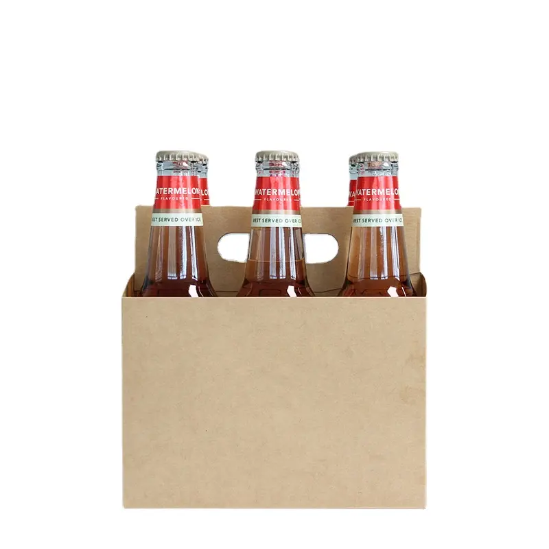 Custom Printed Six Pack Beer & Wine Box Recyclable Corrugated Carriers Packaging with Gold Foil Print for Food Industries