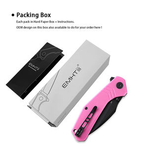 Coltello Pieghevole EMHTiii Personalizzato in G10 D2 Nero Bianco Viola Rosa per Campeggio, Caccia e Attività all'Aperto, Regalo di Natale - Product Image 3