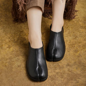 รองเท้าส้นแบนแบบสวมทรงแมรี่เจนหัวกลมหนังวัวฟอกสีสไตล์ฤดูใบไม้ร่วง  แบบสวม  หุ้มส้น  ยางยืด  สำหรับผู้หญิง - Product Image 3