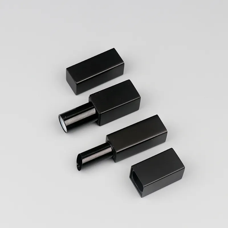 3.5g Square Matte Black Aluminum Lipstick Tube with Magnetic inside