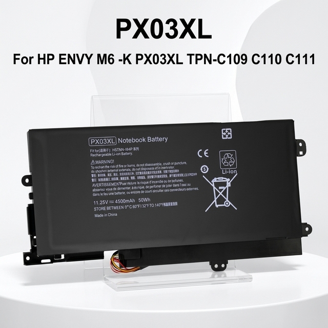 PX03XL Laptop Battery Replacement 11.4V 50Wh for HP ENVY 14-K M6-K TPN-C109 TPN-C110 HSTNN-LB4P 715050-001 Li-ion 3-Cell Pack