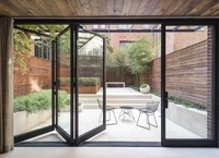 Rejillas de Seguridad Modernas Antirrobo de Aluminio, Puerta Corredera Plegable de Metal Ventilada, con Cerradura Manual, Exterior Impermeable para Hotel
