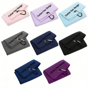 Toalla de Microfibra de Primera Calidad de Secado Rápido, Personalizada por Sublimación, Suave, Tipo Waffle, Reciclada, con Bolsa de Almacenamiento para Palos de Golf - Product Image 1
