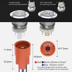LANBOO LB16MM 15A LED 고전류 스테인리스 스틸 소재의 짧은 금속 누름 버튼 스위치 - Product Image 3