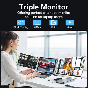 Triple <span class=keywords><strong>pc</strong></span> moniteur ordinateur 16 pouces moniteur d'affichage plug and play pour tous les windows <span class=keywords><strong>apple</strong></span> portable double écran - Product Image 3
