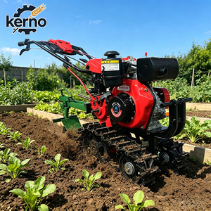 Motoculteur chenillé polyvalent avec rainureuse, butteuse et charrue rotative, 8 CV, diesel, pour l'agriculture en verger - Product Image 1