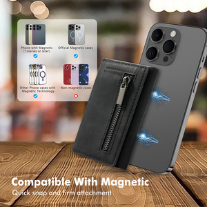 CASEKEY New Patent Slim Minimalist PU Vintage Leather Credit <b>Card</b> & ID <b>Card</b> <b>Wallet</b> Logo-Free Magnetic Trifold Mobile Phone Case - Product Image 3