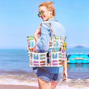 Sac fourre-tout en toile personnalisé avec logo, sac fourre-tout de plage pour femmes avec fermeture éclair - Product Image 5