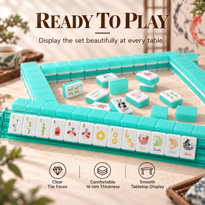 Juego de Mahjong Americano Chinoiserie de 160 Fichas, Diseño de Bambú, Peces Koi y Panda, Fichas de Mahjong Acrílicas de 2 Capas para Noche de Damas - Product Image 4