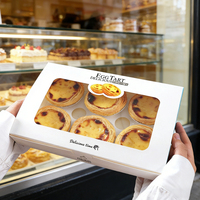 Boîtes en papier alimentaire blanc recyclables personnalisées, boîtes à pâtisserie, boîtes à gaufres, emballages à emporter, logo personnalisé, boîte à tarte aux œufs avec fenêtre