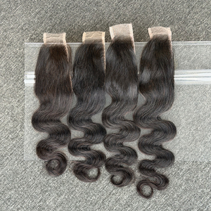 Venta al por mayor de cabello humano virgen brasileño 100% real de 14, 16 y 18 pulgadas, onda natural, cierre HD 2x6, aspecto natural - Product Image 3