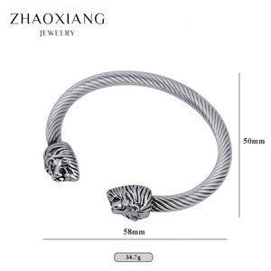 Lion Head Cuff <b>Bangles</b> <b>Bracelets</b> for Women Men Stainless Steel Manufacture Jewelry Hip Hop Design - Product Image 5