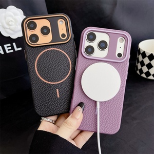 Funda Protectora para Cámara con Diseño de Litchi, Carga Inalámbrica, Microfibra, TPU, para iPhone 17 16 15 Pro Max - Product Image 3
