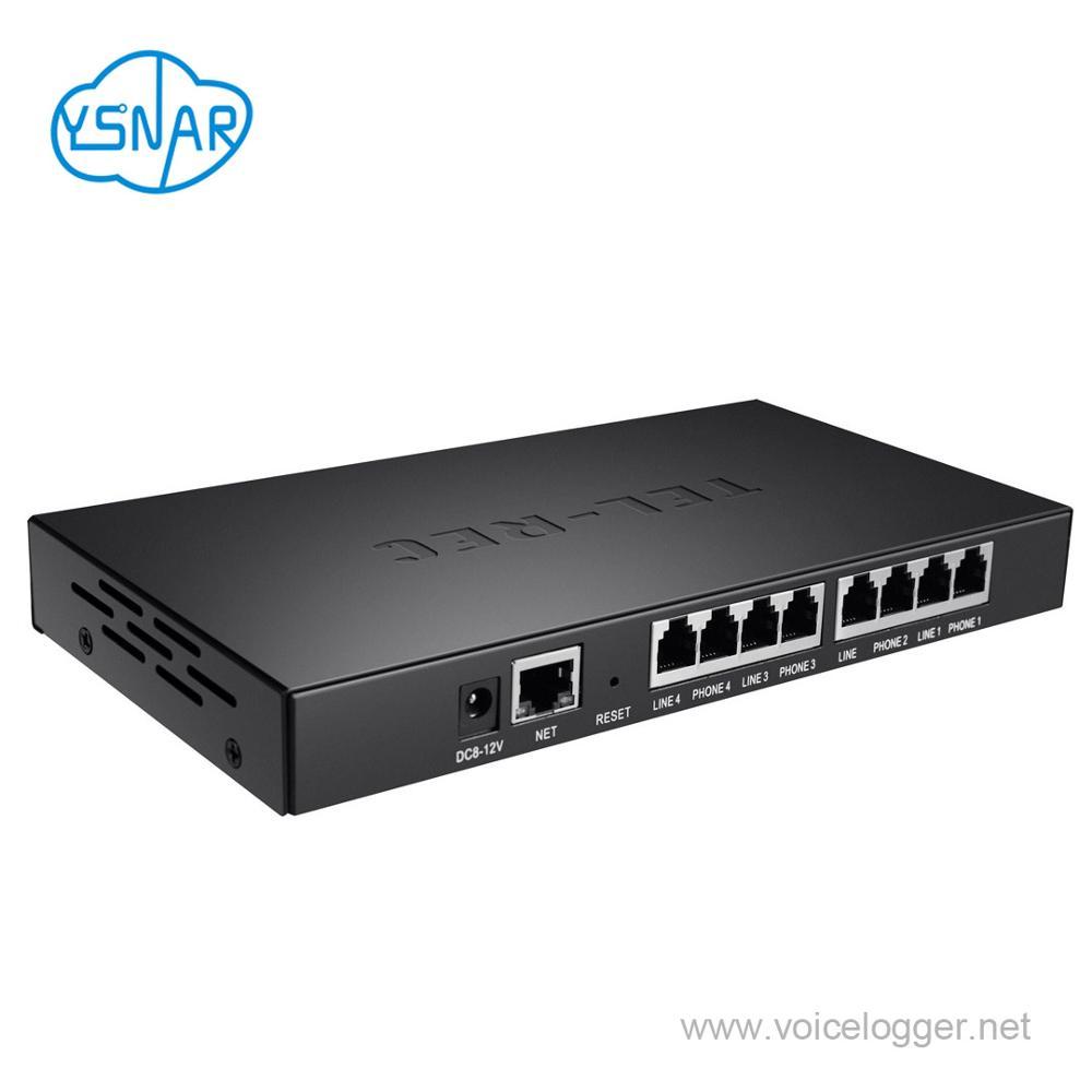 4-línea P2P red voz registrador de los puertos/Canales integrados en la nube grabadora de teléfono a través de software CMS